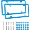 Alpmosn 2PCS Stainless Steel License Plate Frames, 4 Holes Car Licence Plate Covers with Screws Washers and Caps, Car Exterior Accessories, License