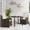 VidaXL 3-Piece Garden Dining Set with Brown Poly Rattan Cushions 3380379
