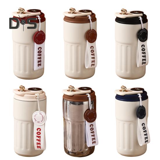 Термокружка для кофе с дисплеем температуры, 450 мл, герметичная крышка, нержавеющая сталь, многоразовая кофейная чашка, горячая и холодная, вакуумная кружка для любителей кофе