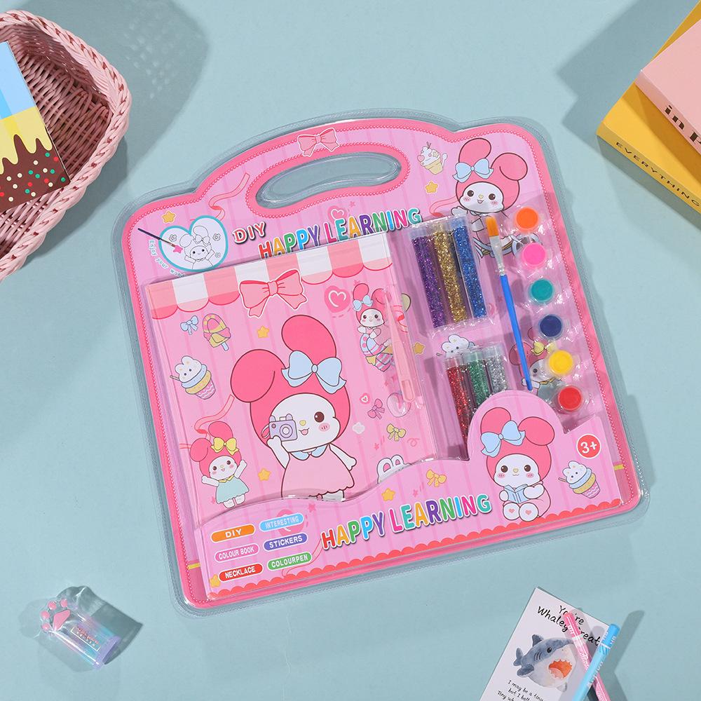 Красочный набор для творчества Cinnamoroll для детей: Блестящий макияж, Акварельные фломастеры, Мелки, Краски - Идеально для детского сада и подарков для рисования