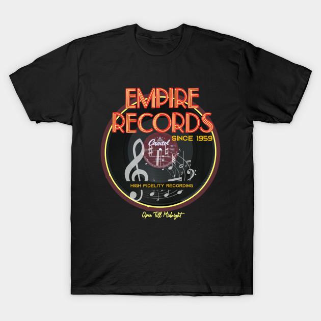 Asian Size Men Black Print T-shirt Empire-Records No-Cut Heat Transfer Print Cotton Tshirt
