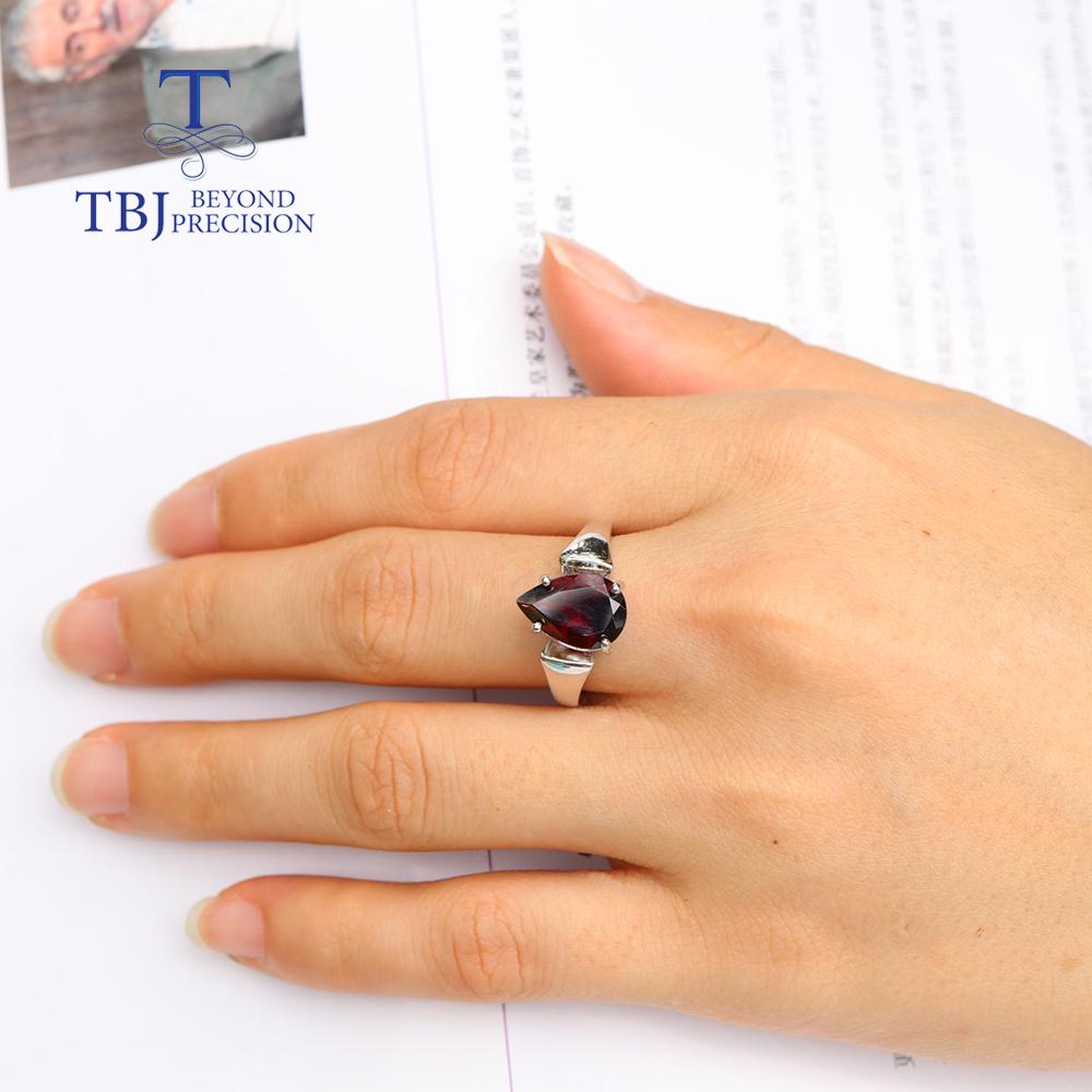 Bolaijewelry 100% натуральный красный гранат, комплект ювелирных изделий, драгоценный камень груша 8*12 мм, кольца, серьги, серебро 925 пробы, изысканные ювелирные изделия