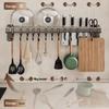No-Drill Kitchen Utensil Hanging Rack (40cm, 8 Hooks)