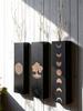 Boho Wall-Mounted Vase Black Wooden Planter with Moon Phase, Tree of Life & Flower of Life Design Home Decor Wall Hanging Gifts