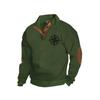 Men's Christmas Printed 3-Button Mock Neck Pullover Sweatshirt, Euro Size Casual Long Sleeve Top for Autumn Winter