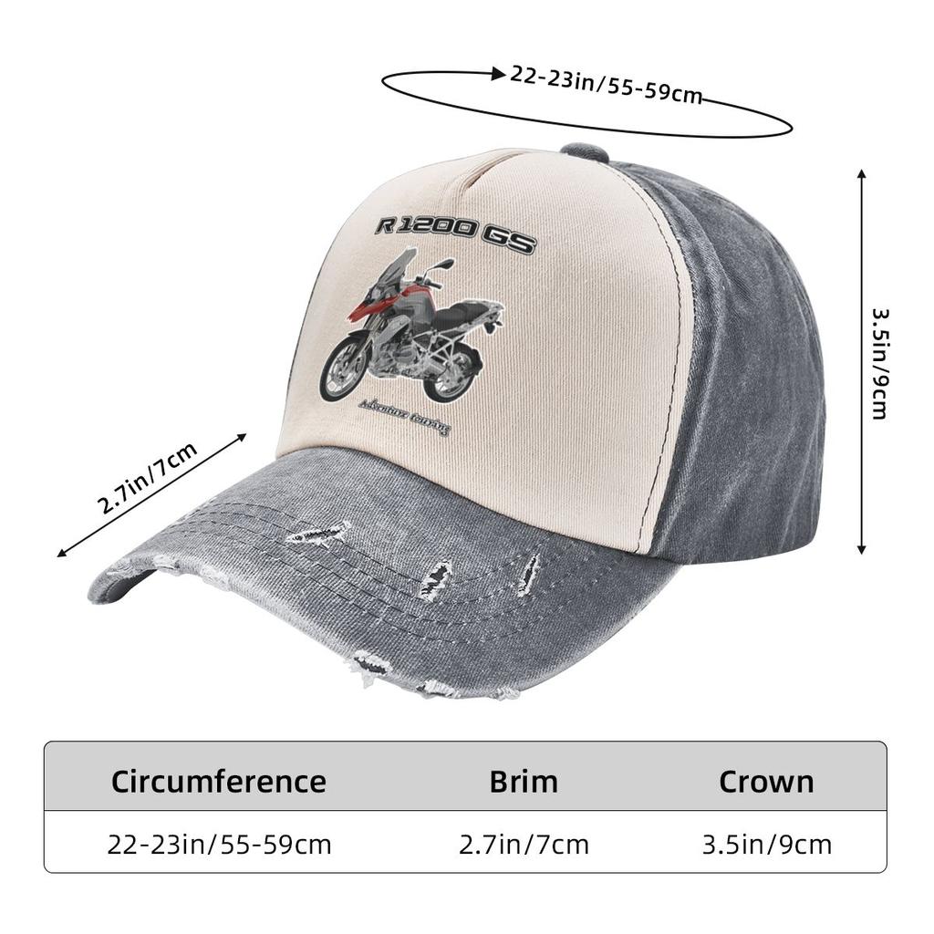 R1200GS Adventure Sport Motorcycles Merch Unisex Baseball Cap R 1200 GS Moto Distressed Washed Caps Hat Casual Soft Headwear