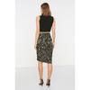 Black Printed Pleated And Slit Fitted High Waist Mini Knitted Skirt Twoaw22et0401