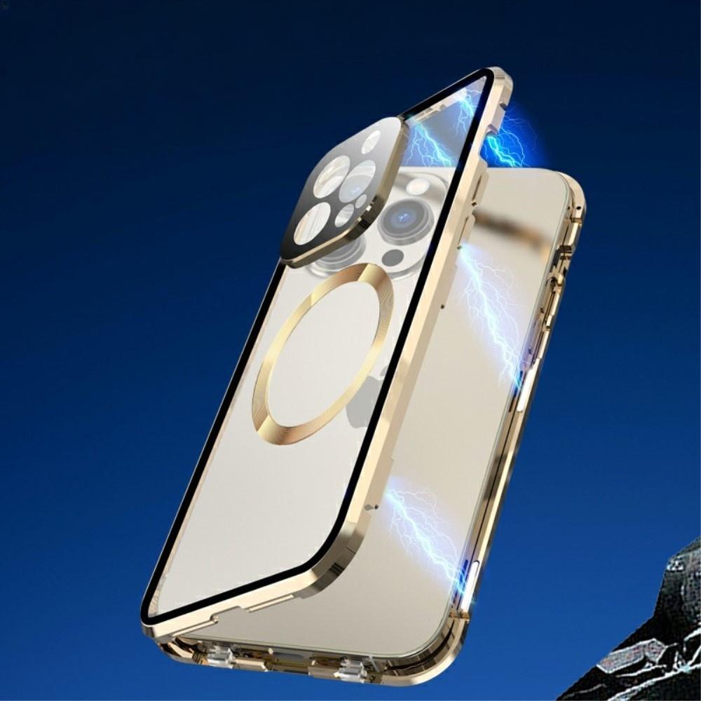 Magnetic Dual Glass MagSafe Case for iPhone 15, Gold