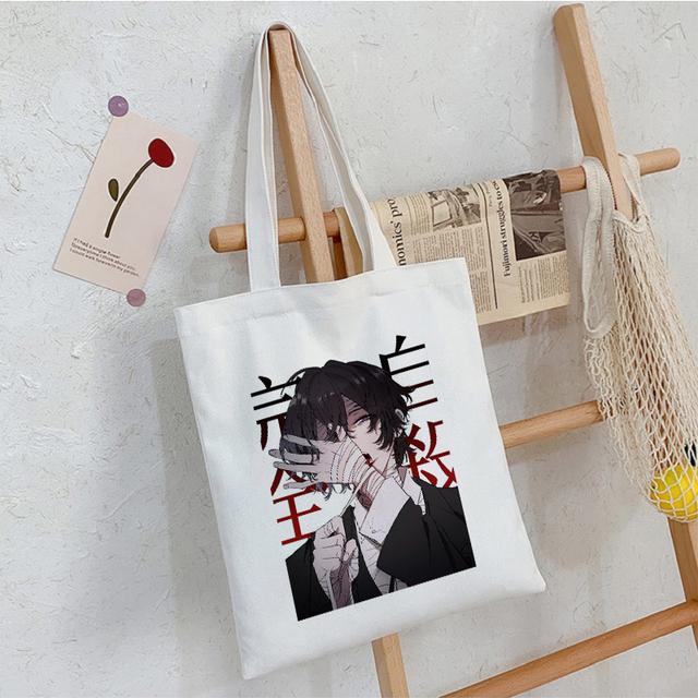 Женская сумка Bungo Stray Dog из японского аниме, холщовая сумка Harajuku, женская сумка-шопер, большая вместительная модная сумка с героями мультфильмов Y2K