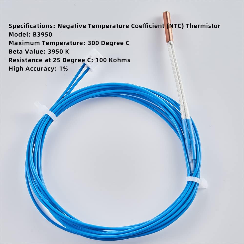 Ender-3/ Ender-3-v2 Thermistor Upgrade: 3PCS 1.2m High Temperature NTC 3950 100K Thermistor Sensor for Ender 3 Max/5, CR10, CR10s, V6 Volcano, High