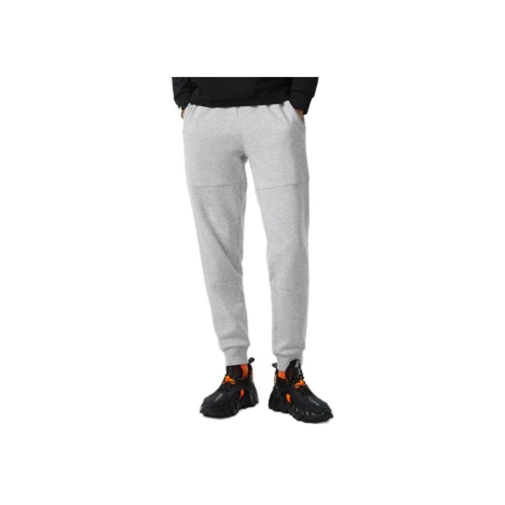 Li Ning Badfive повседневные трикотажные спортивные штаны на шнурке мужские низ серые AKLR395-3