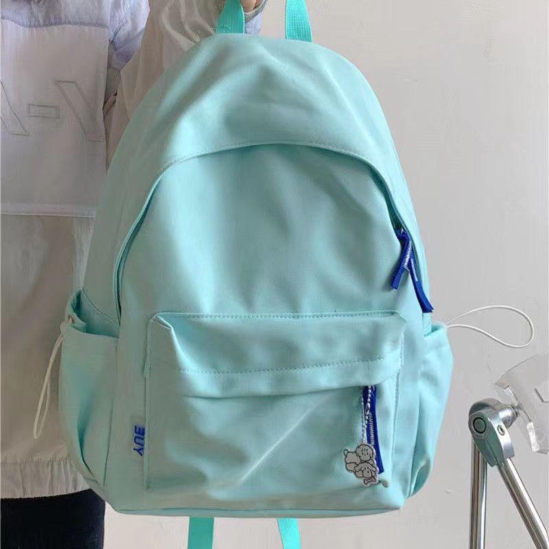 IELGY Ins Wind Japanese Soft Girl Schoolbag Female, Korean Version Solid Color Versatile Girl Backpack Junior High School Student High School Student