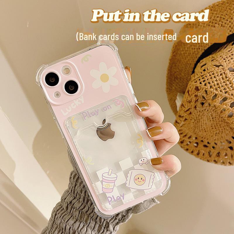 Чехол Zhitai для iPhone 15 Pro: Держатель для карт, совместимый с Apple 16, японский/корейский стиль, подходит для моделей 678plus и 14