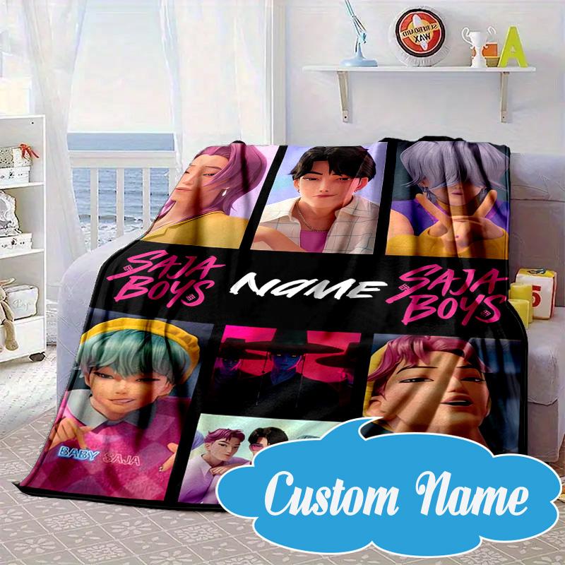 Custom Name Fantasy Night Trio K-Pop Blanket bed sofa Blanket Flannel Blanket for Camping, Hiking, Picnic Essentials,gift for Fan family
