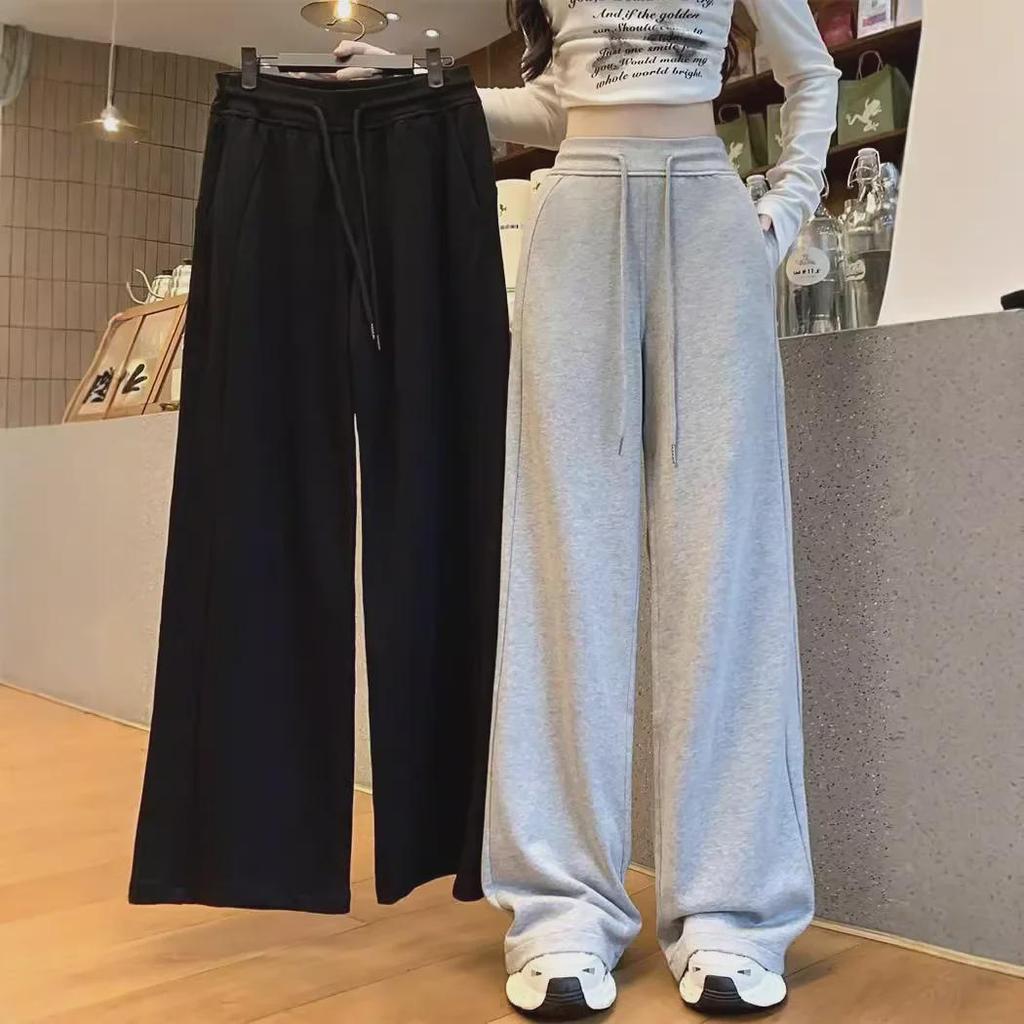 Женские серые спортивные брюки в американском стиле – новинка весны и осени 2025 г.: Свободные, облегающие, повседневные, прямые, широкие спортивные брюки.