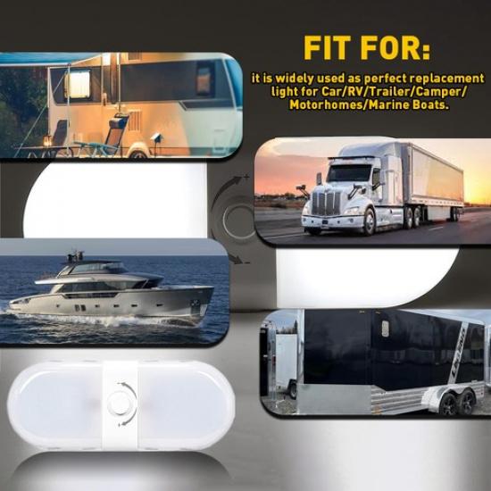 3 Camper Color Dimmable 12-24V RV Ceiling Double Dome Light Camper Trailer Boat