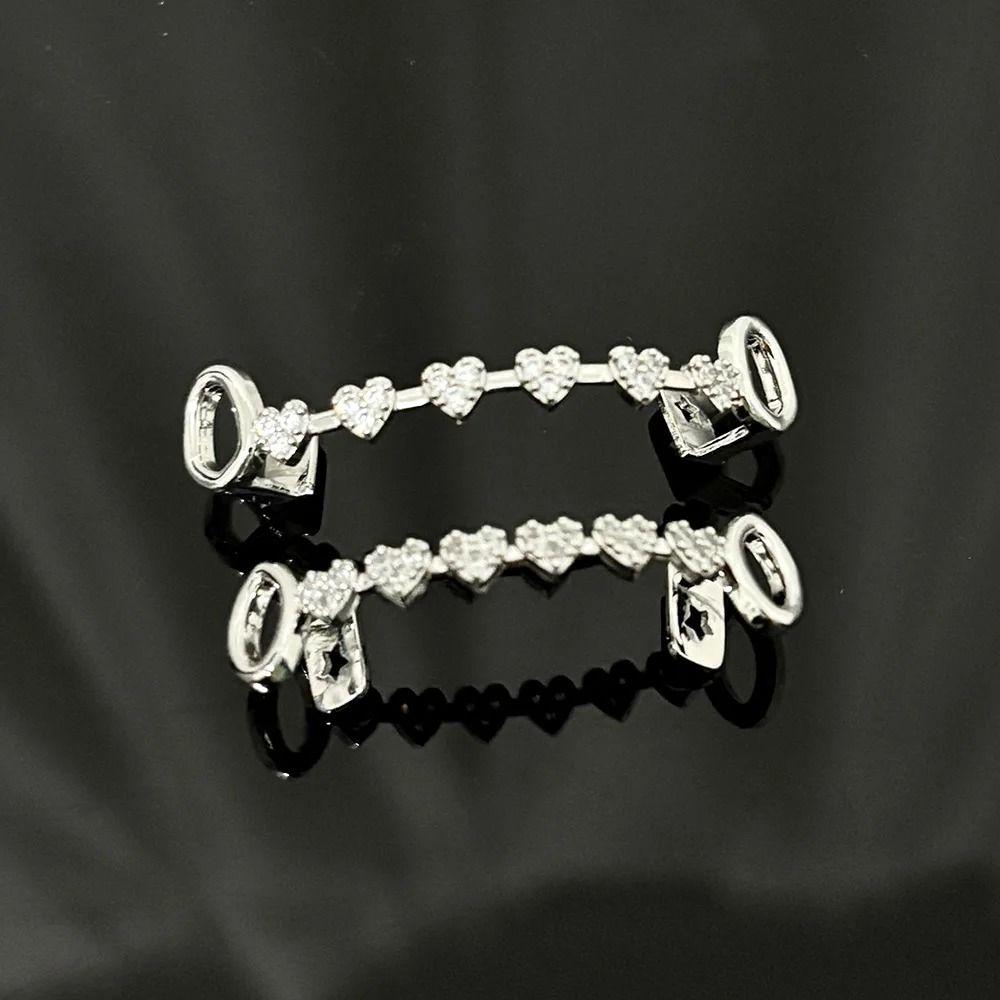 rhinestone Charm Teeth Grillz Double Glossy Love Drill Braces Men Women Jewelry Tooth Socket