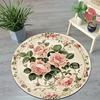 Lotus Flower Floor Mat Non-Slip Round Area Rug Washable Floral Carpet Chinese Style Rug for Bedroom Living Room Kitchen Bathroom Cloakroom