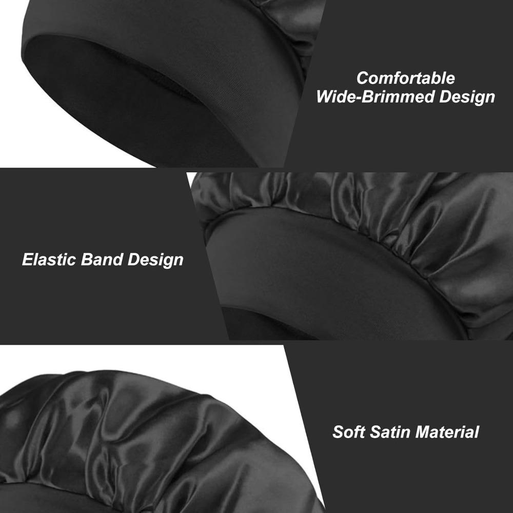 3 Pcs Kids Silk Bonnet for Sleeping, Satin Hair Bonnet for Girls Boys, Soft Sleep Cap for Toddlers Teens, Black Blue Pink