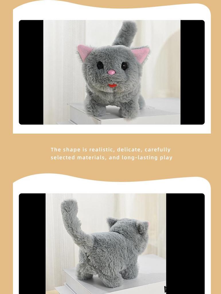 Интерактивный электронный плюшевый котенок: Ходит, мяукает и виляет хвостом - Идеальная детская симуляция питомца