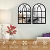 2Pcs Window Wall Mirror for Wall Decor Vintage Rustic Arched Wall Mirror Decorative Windowpane Mirror Acrylic Mirror Wall Decor