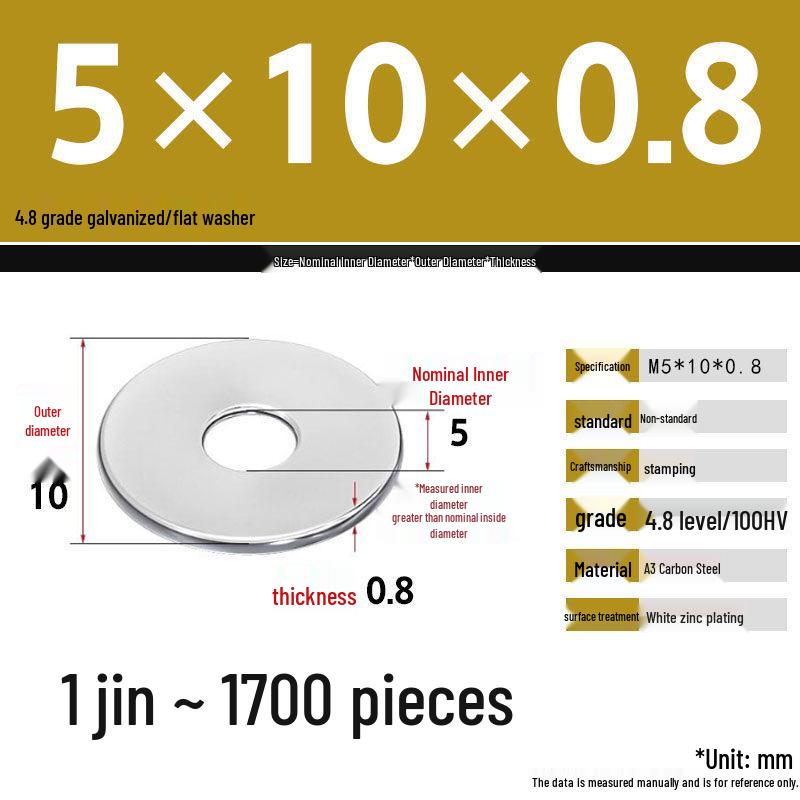 Оцинкованная Extra Large Утолщенная Металлическая Плоская Шайба (M6-M16)