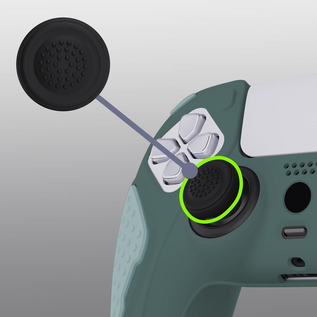 Силиконовый чехол для контроллера PlayVital ps5, силиконовая кожа, эргономичный мягкий резиновый защитный чехол для ps5 с колпачком для джойстика, серый нефритовый контроллер,