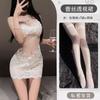 French pure lace embroidery suspender sexy perspective mesh hip skirt big sexy underwear