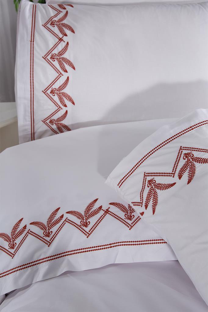 Юлиана Комплект пододеяльников с вышивкой King Size 6 шт, Пододеяльник 200х220, Простыня 240х260, Двойной размер, Кремовый цвет