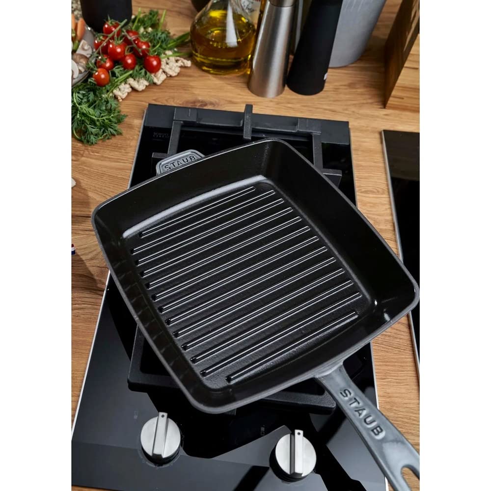 STAUB 405011080 American Square Grill Diameter 26cm Pan, Graphite,