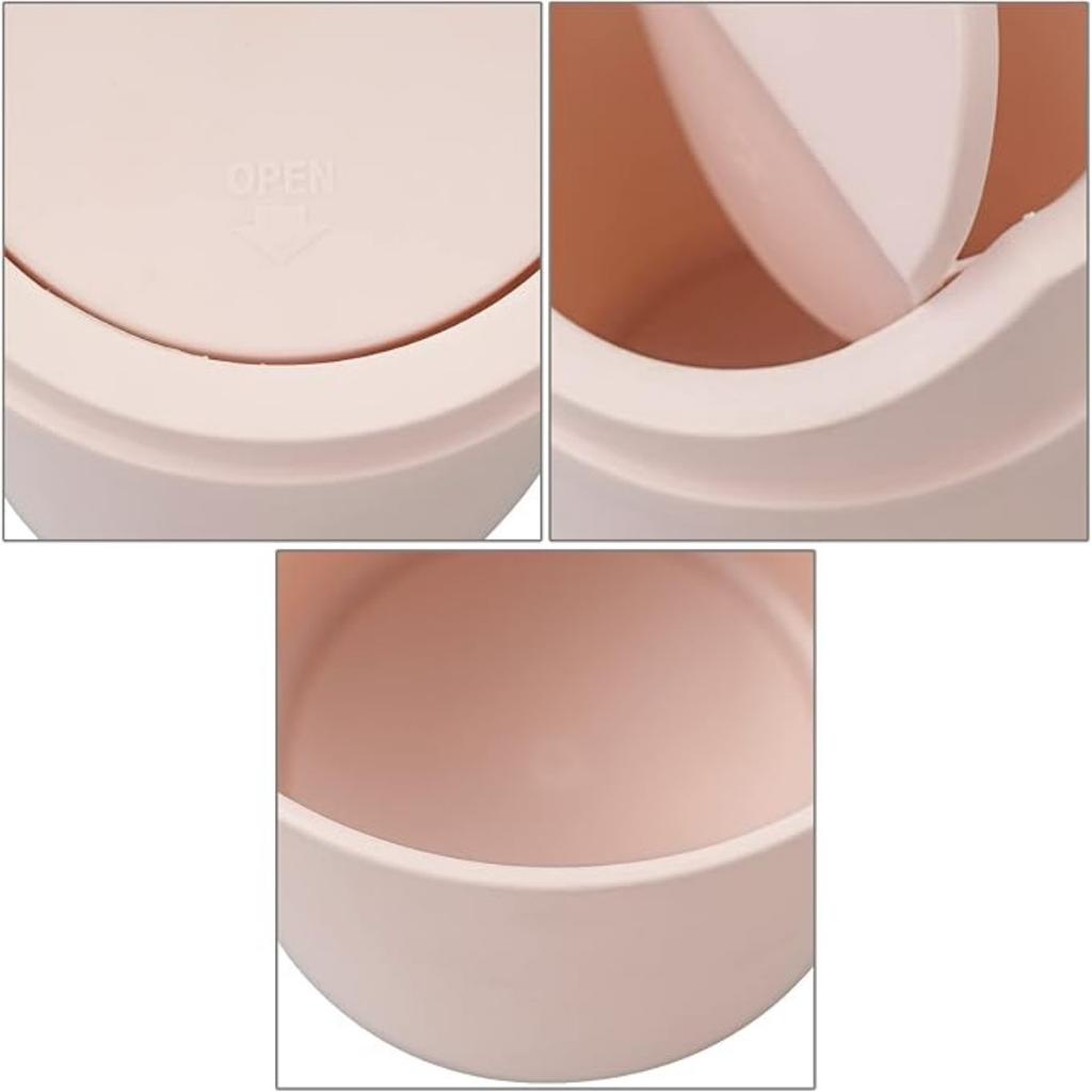 Plastic Mini Desktop Trash Can with Swing Lid, Tiny Swing Top Garbage Can, Pink