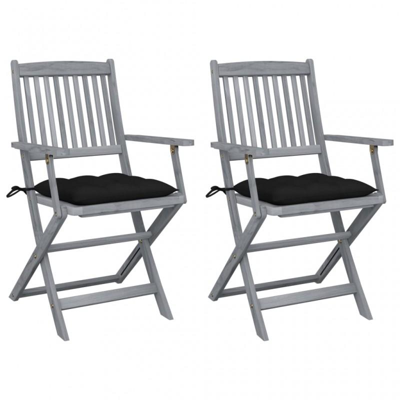 Day and Night - Day and Night Folding Garden Chairs 2 Pcs Cushions Solid Acacia Wood