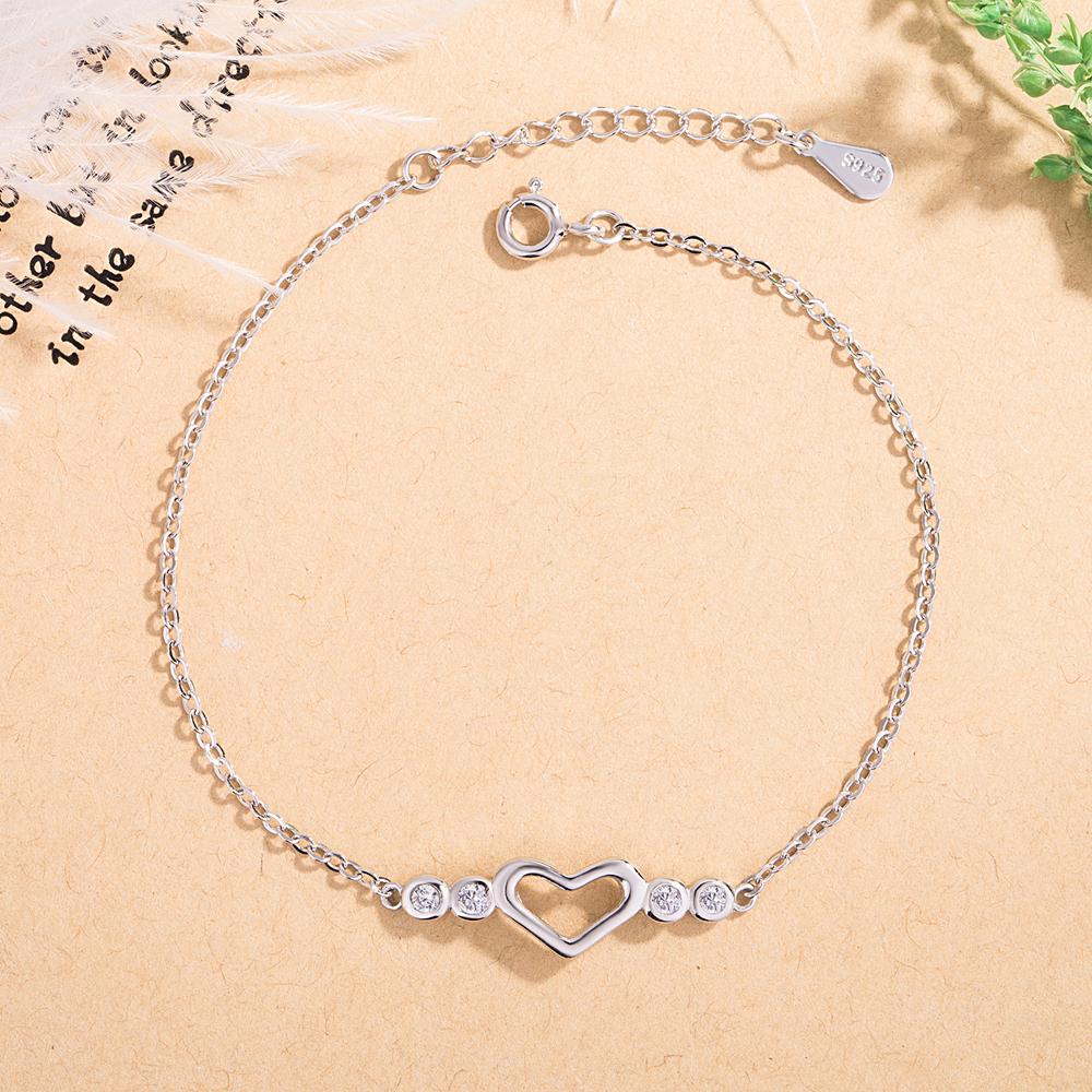 Шар с цирконовой инкрустацией, тонкий браслет-цепочка, из стерлингового серебра 925 пробы, браслет-цепочка с сердечком любви, простые украшения для вечеринки