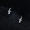 Earrings Silver925 Silver Gold 18K Coating Month Drop Drop CZ Diamond Compatible with Metal Allergies (Silver)
