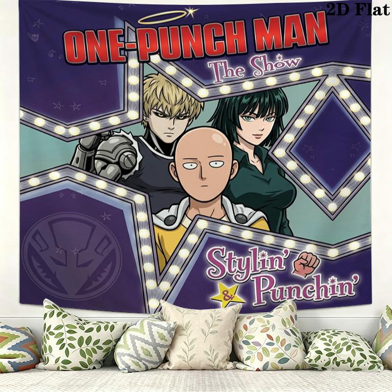 Настенный гобелен One-Punch Man Эстетичное настенное панно Печатная ткань Покрывало Декоративные гобелены Для спальни Гостиной Домашний декор