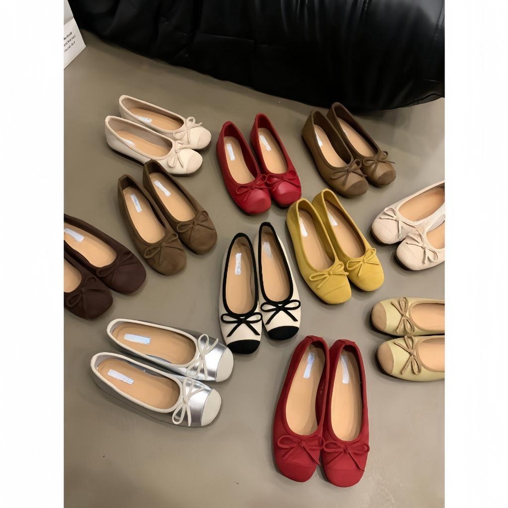 Evening Wind Gentle Butterfly Ladyshoes Ballet Flats French Retro Soft Sole Silver Single Shoes Spring and Summer Small Fragrant Wind Women's Shoes