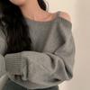 Winter Solid Vintage Knitted Pullovers Women Sexy Off Shoulder Sweaters Fashion Tops Female Fashion Casual Chic Clothes