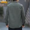 JEEP Men's Shirt, Spring And Autumn Workwear Jacket, Long-Sleeve Shirt, Loose Casual Clothing for Men, Army Green, 2XL