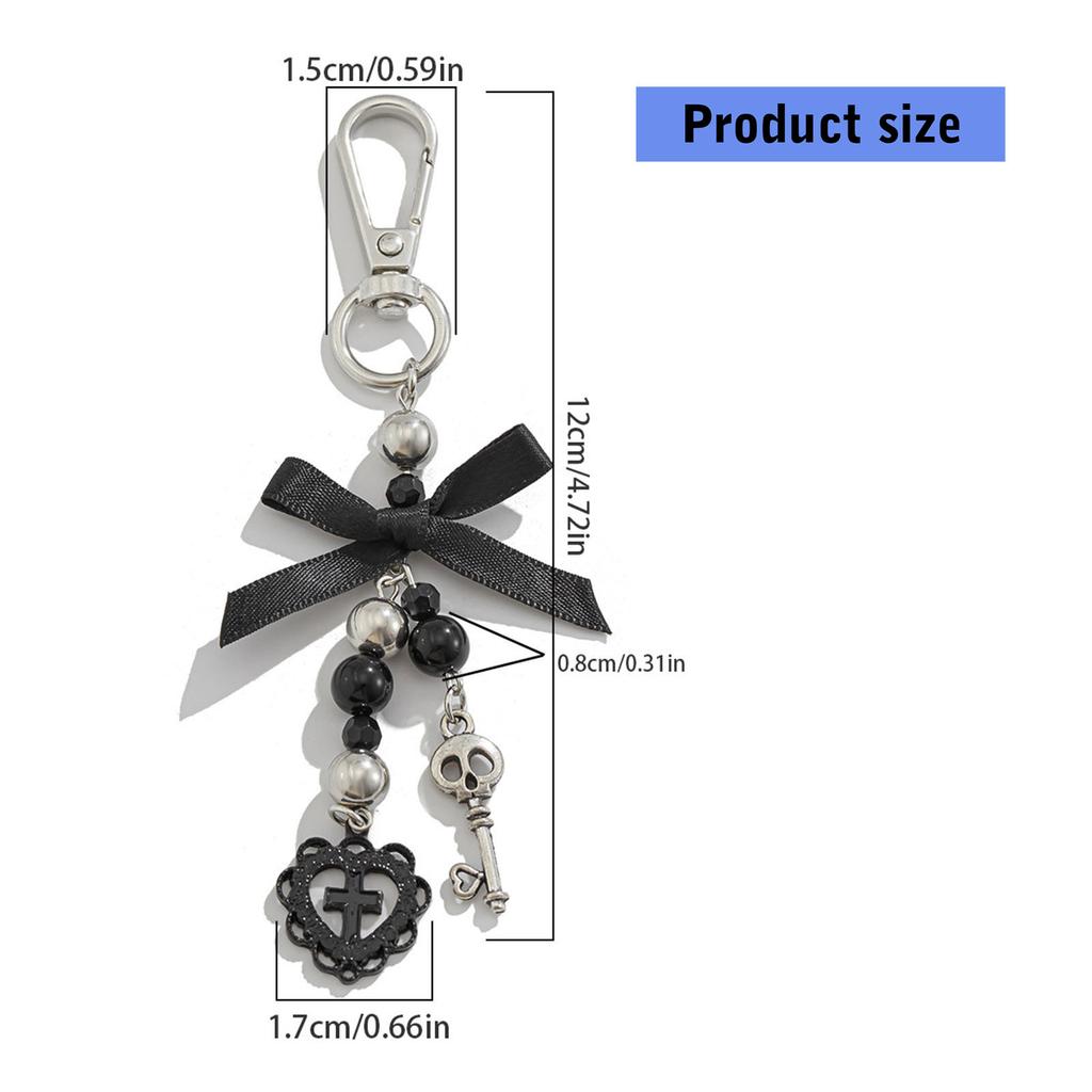 Elegant Bowknot Heart Crucifix Keychain for Women Stylish Key Chain Accessory Religious Symbol Keyring Accessories