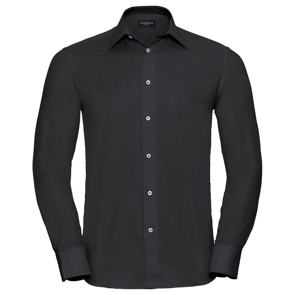 Russell Collection Mens Oxford Tailored Long-Sleeved Formal Shirt