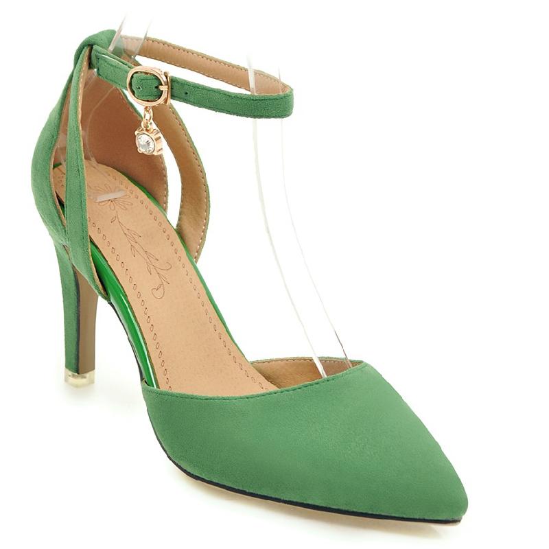 Классические женские туфли-лодочки на высоком каблуке Мода Элегантный ремешок Острый носок Черный Зеленый Розовый На каблуке Офис Вечеринка Свадебные туфли Леди