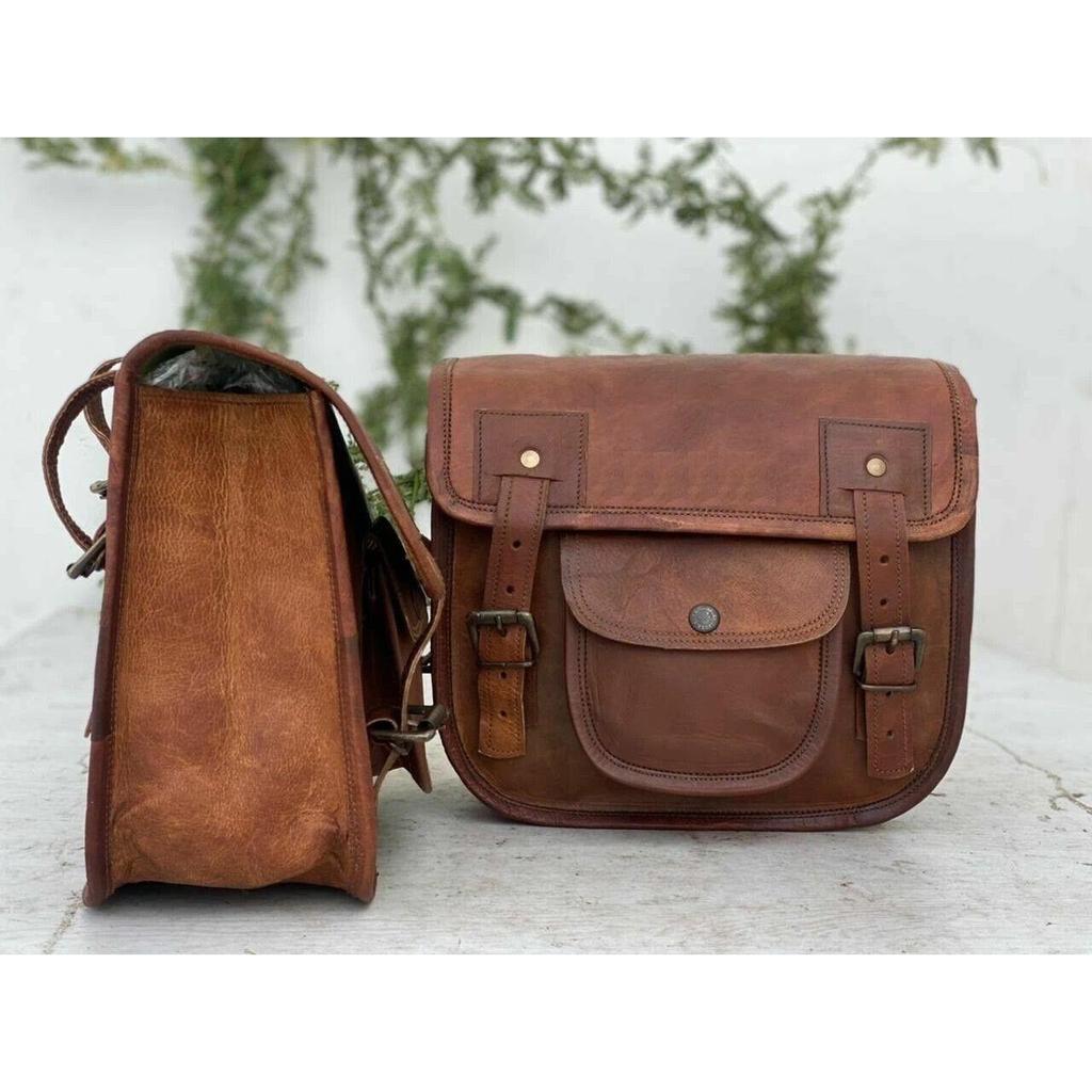 Bag Pouch Panniers Both Side Luggage Combo of 2 Bags Leather Motorcycle Saddle
