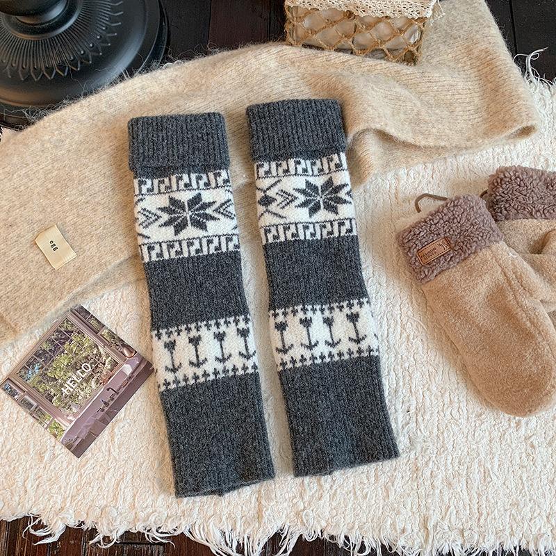 Осенне-зимние носки для женщин, толстые и теплые махровые носки из шерсти, ретро носки до икры