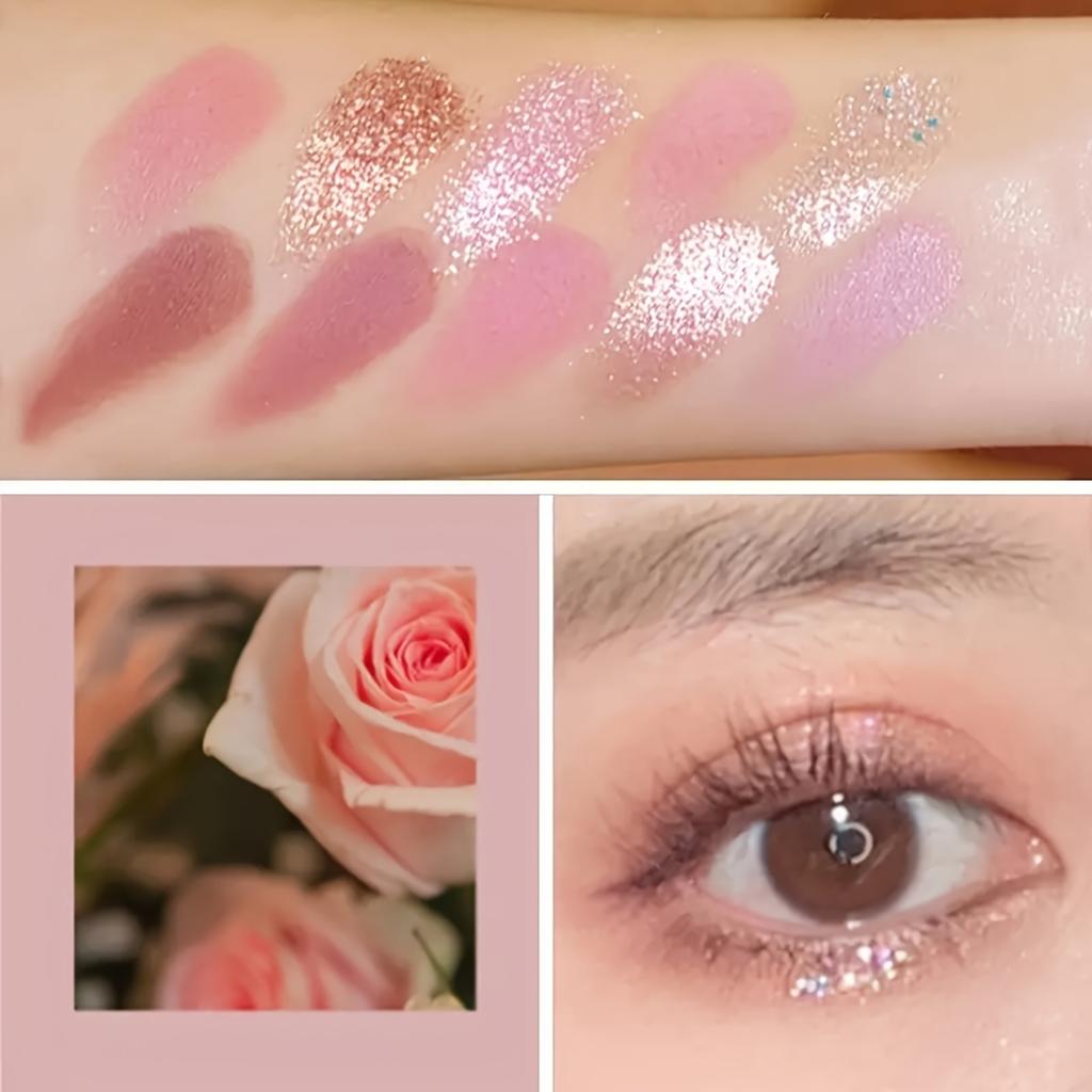 Палитра теней для век Smoky Eye Shadow из 10 цветов. Стойкий матовый и мерцающий финиш. Черные, коричневые, коралловые, розовые, земляные тона для контурирования лица и повседневного макияжа.