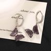 Korean Retro Amethyst Butterfly Ear Cuffs: Fairy Fashion Niche Influencer Style Earrings