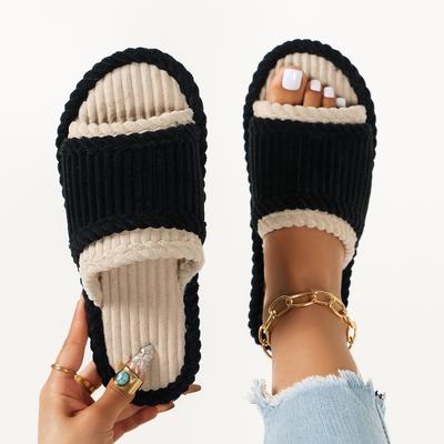 2024 зимние однотонные льняные тапочки 36-43 размера женские домашние тапочки бытовые хлопковые нескользящие толстые бесшумные туфли для пары домашние тапочки