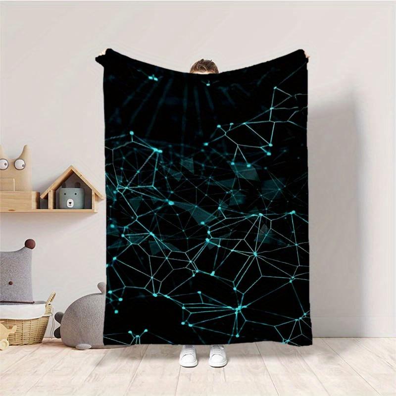 Neon Glow Art Print Blanket - Large Square Polyester Fleece Throw for Sofa, Bed, Picnic, and Travel - Soft, Cozy, and Lightweigh