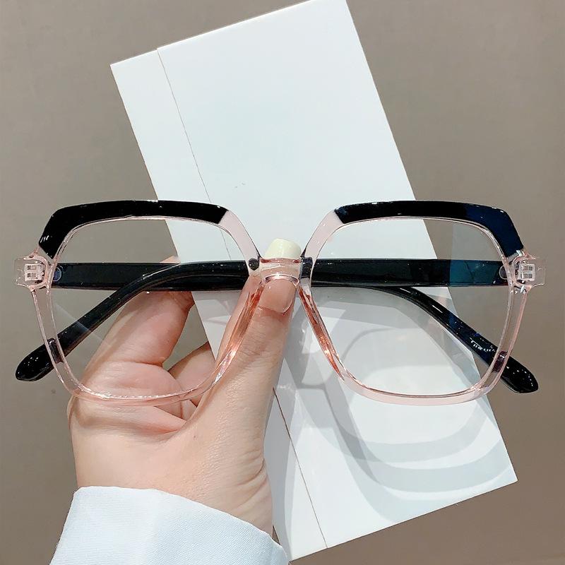 Vintage Anti Blue Light Optical Square Glasses Myopia Prescription Big Frame Women Luxury Brand Designer Double Color Eyewear