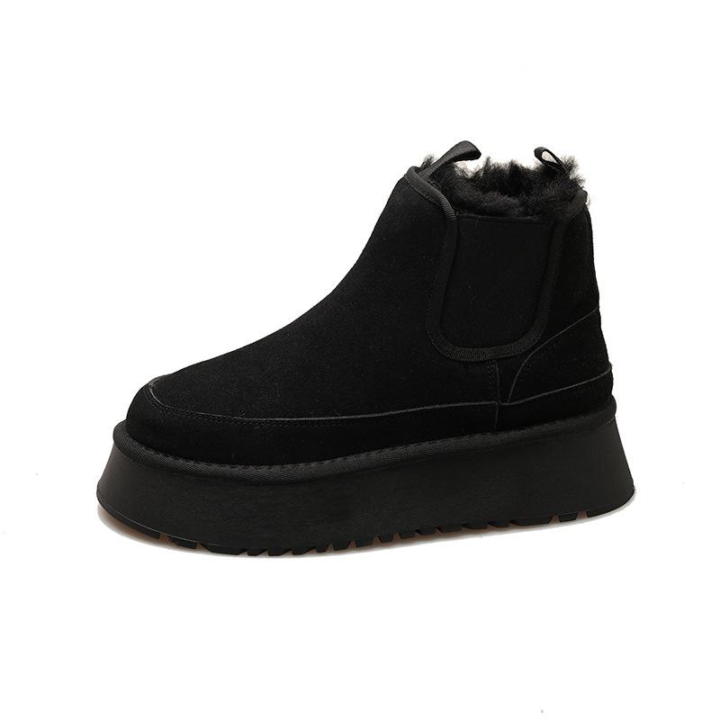 Thick-soled Heightening Snow Boots Women's 2025 New Piled Thickened Short Cotton Boots Sangpo Village Northeast Snow Cotton Shoes