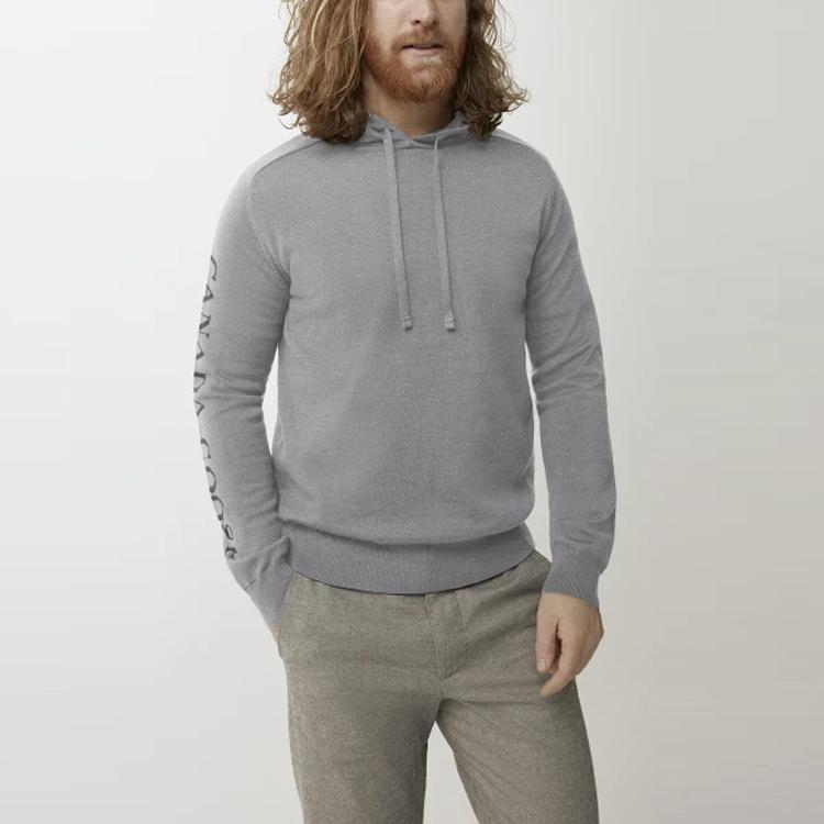 Canada Goose Welland Series Letter Print Hooded Sweatshirt Men tops Flint-Grey 6891M-717